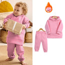 2026 Neuheiten Kleidung für kleine Mädchen Trainingsanzug 2-teiliges Set Warmer Fleece Einfarbiger Pullover+Hose Loungewear-Anzug für Kinder