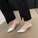 Fashion Female Shoes 2024 New Women's Pumps Solid Color Simple Mid Heel Shoes Sexy Pointed Toe Slingback Elegant Dress Shoes