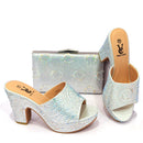 Neuestes Design Afrikanische Hochzeit Italienische Schuh- und Taschensets mit Applikationen verziert Nigerianische Hochzeitsschuhe für Damen Hochwertige Pumps