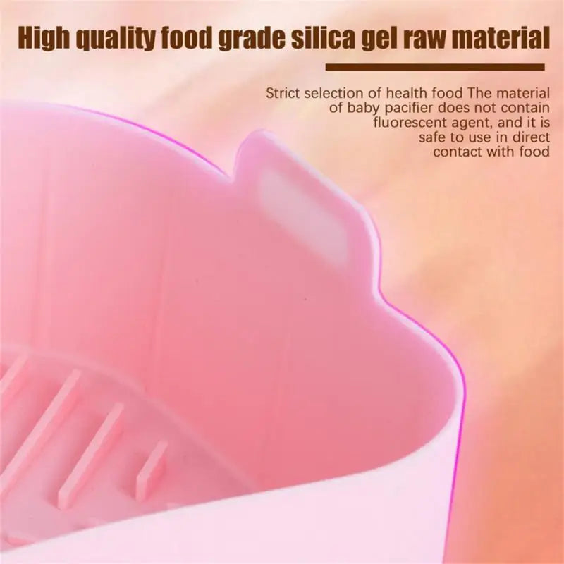 Silicone Air Fryer Pot Tray BBQ Barbecue Pad Plate Airfryer Oven Baking Mold Pot Food Safe Reusable Square Air Fryer Pan