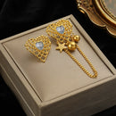 EILIECK 316L Stainless Steel Gold Color Long Pendant Tassel Drop Earrings For Women Fashion Trendy Ears Jewelry Wedding Gifts