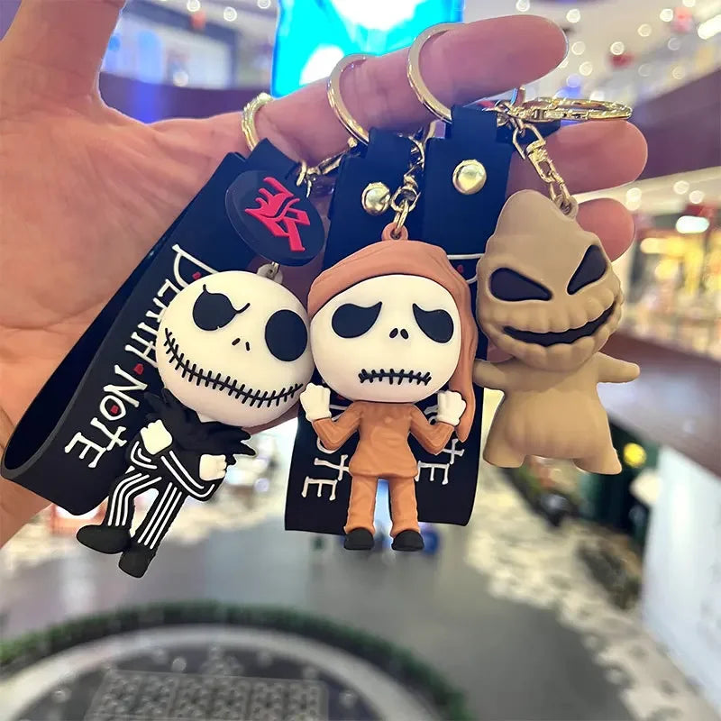 Disney The Nightmare Before Christmas Keychain Cartoon Cute Jack Skellington Sally Oogie Boogie Pendant Keyring Gifts for Fans