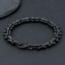 MKENDN 11mm Vintage Keel Chain Bracelet for Men Oxidized Square Link Wristband Viking Punk Style Father's Day Gift
