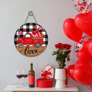 Valentines Day Wooden Door Signs Black White Buffalo Plaid Wooden Plaque for Wedding Party Anniversary Home MIAO-US