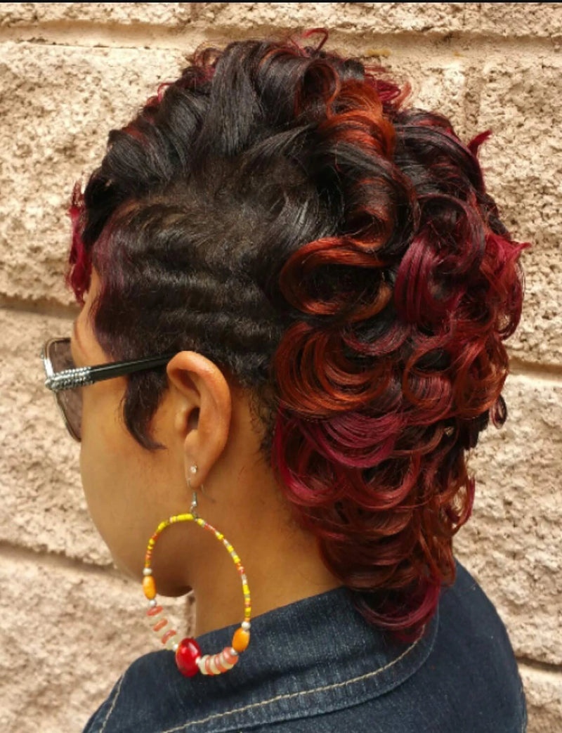 Short Synthetic Black and Burgundy Wig Short Curly 2 Tones Wigs For Black Women Natural Short Hair Wig