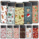 Christmas Santa Claus Z Flip 5 4 Phone Case For Samsung Z Flip 3 Black Hard Shell Galaxy ZFlip3 ZFlip4 Cover Folding Luxury