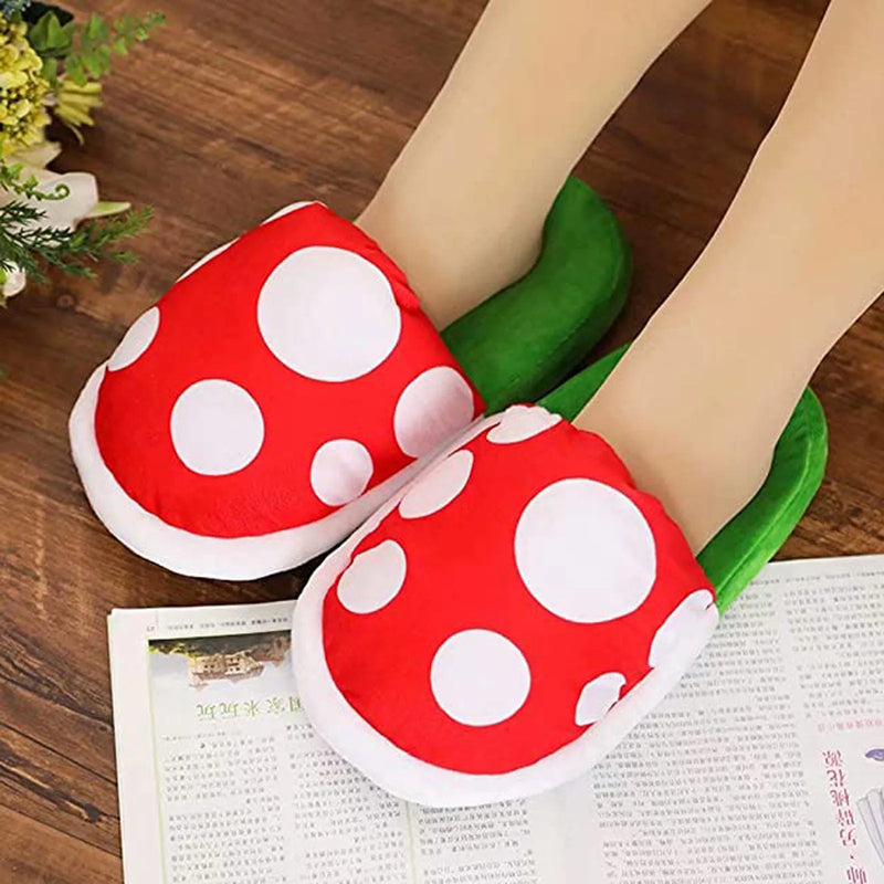 Plants Plush Home Wear Slippers Cannibal Flower Shape Cosplay Shoes/Dot Pattern Slippers Loafer With Pipe Pot Holder For Adults