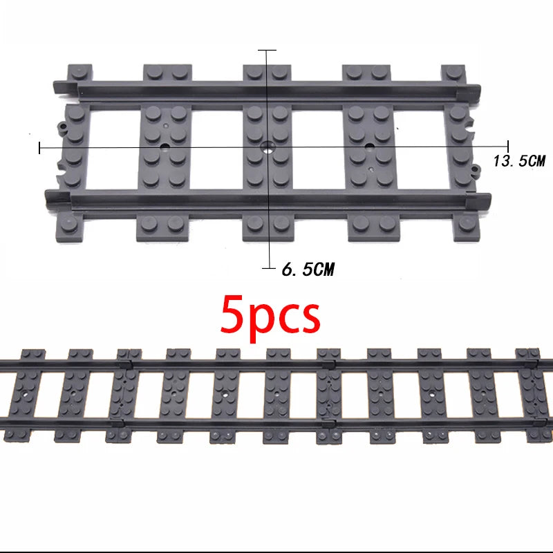 City Train Station Platform Traffic Light Cave Flyover Tracks Straight Curved Rails Building Block Bricks Technican Creative Toy
