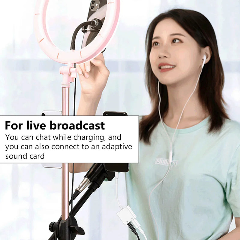 Headphone Adaptador for IPhone 14 13 12 11 X 8 7 Plus Aux Audio Splitter for Lighting To 3.5mm Adapter Earphone Jack Cable