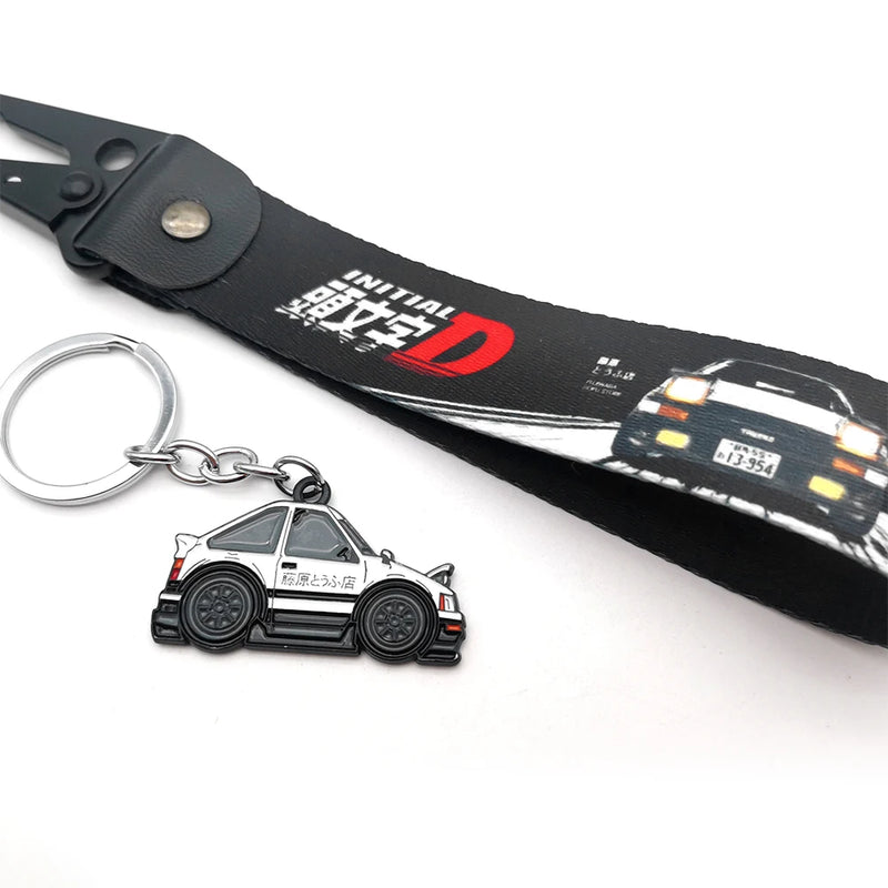 Initial D AE86 mental keyring Wrist strap keychain JDM Style Key Holder For Honda Toyota Mazda Mitsubishi