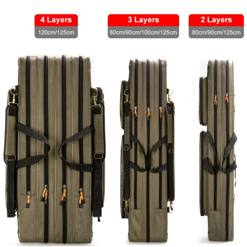 Fishing Rod Storage Bag Oxford Cloth Multifunctional 1/2/3 Layer Large Capacity 80/90/100/120/125CM Fishing Rod Carrier