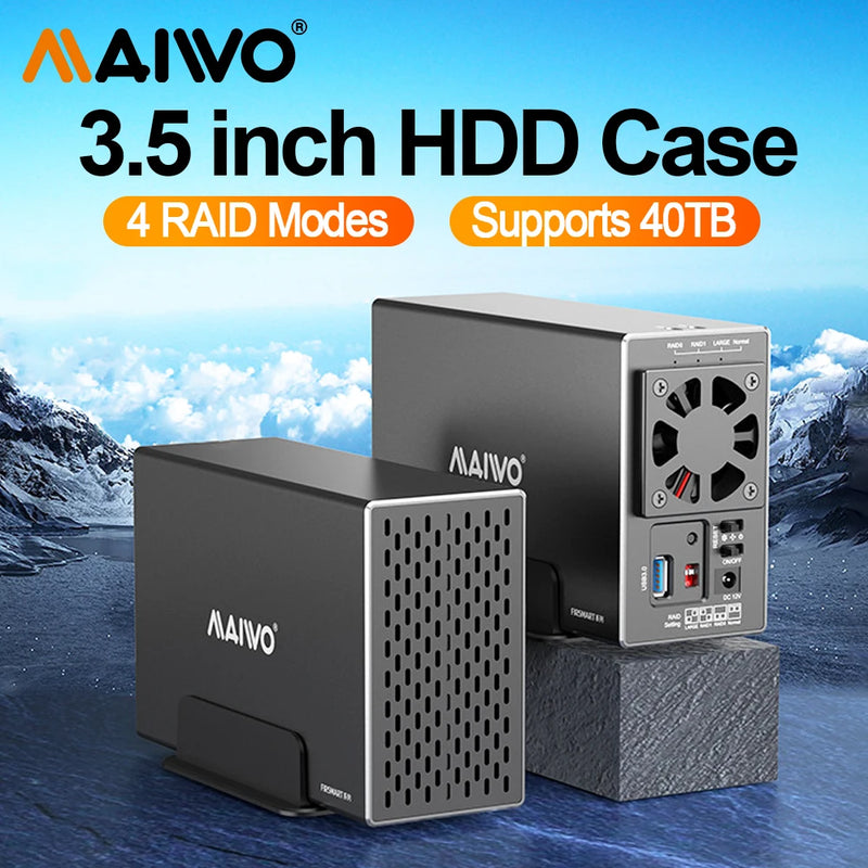 MAIWO 2 Bay HDD Docking Station SATA To USB 3.0 Hard Drive Docking Station for 3.5 Inch Hard Drive Case  with 4 RAID Modes Case