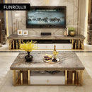 Modern marble coffee table TV cabinet combination simple modern living small apartment creative rectangle small tea table sets