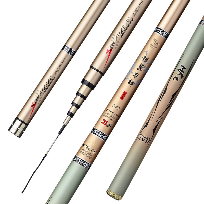 Quality Super Light Hard Carbon Fiber Telescopic Fishing Rod Freshwater Hand Pole 2.7/3.6/3.9/4.5/5.4/6.3/7/8/9/10M Stream Pole