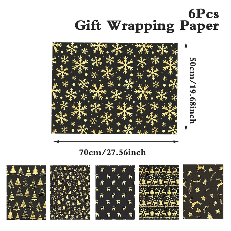 Christmas Gift Wrapping Paper Roll Merry Christmas Decoration For Home 2024 Navidad Noel Natal Kerst Happy New Year 2025