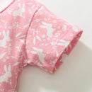 Jumping Meters  2-7 Years Girls Dresses Floral  Rabbit Print Collar Party Birthday Toddler Clothing Kids Short Sleeve Frocks