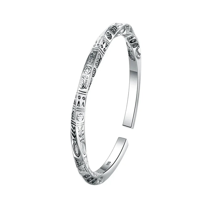 Silver Sterling Silver Geometry Totems Open Bracelets Bangles For Women Luxury Designer Jewelry Gift Female Free Shipping GaaBou