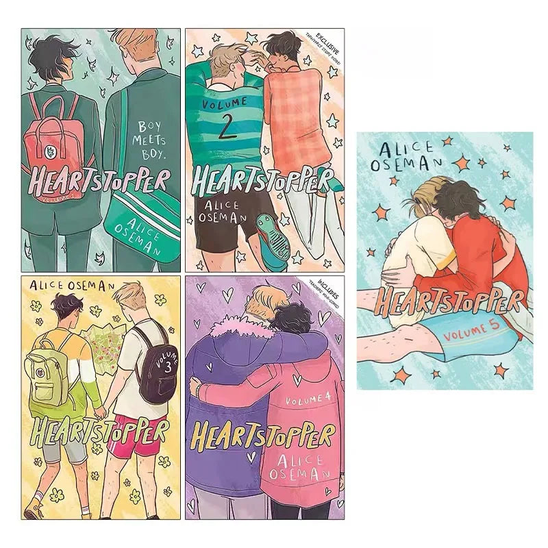 Comic Novel Books Heartstopper Series Volume 1-5 Books Set By Alice Oseman Anime Sleeves Books in English To Read Romance Storys