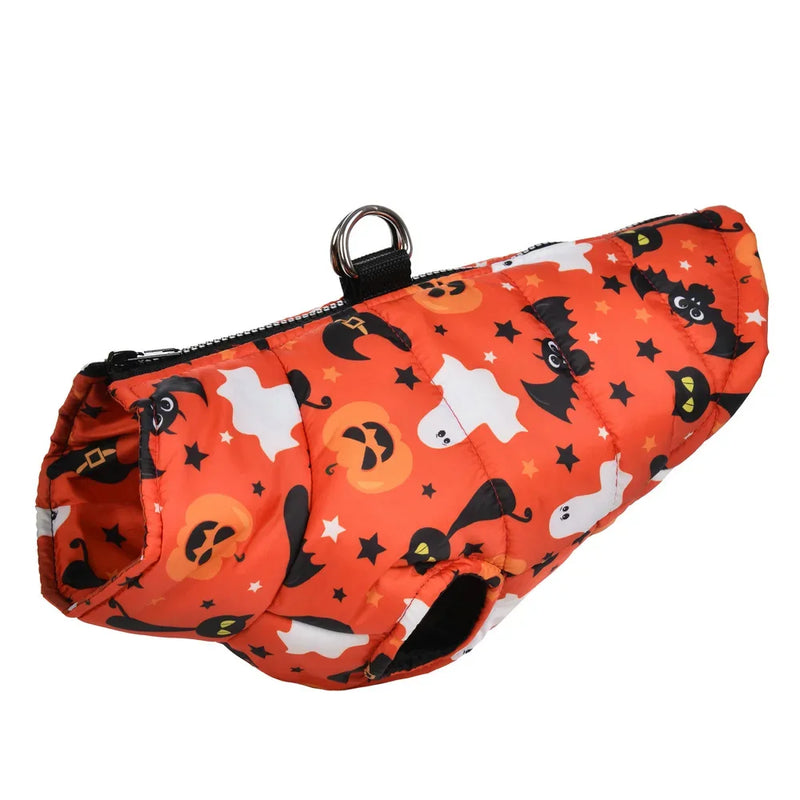 Halloween Pet Dog Costume Winter Warm Clothes For Small Medium Dogs Cat Funny Pumpkin Print Jacket Puppy Vest Coat Festival Gift