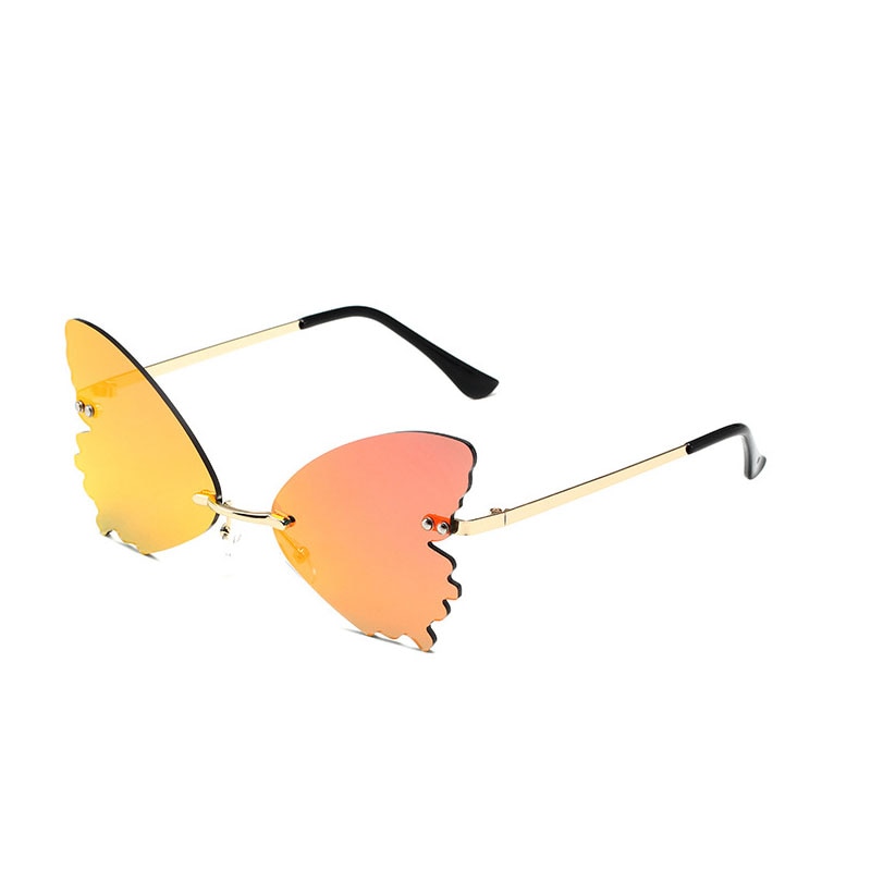 2022 Vintage Dragonfly Wings Sunglasses Fashion Rimless Women Clear Lens Eyewear Men Pink Sun Glasses UV400 Eyewear Female