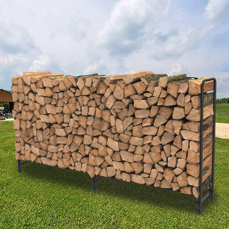 91.6” Metal Heavy Duty Firewood Log Rack Long Large Storage Holder Wood Stackers Garden Indoor