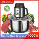 1000W Electric Meat Grinders 5L Food Crusher Stainless Steel Multifunctional Vegetable Slicer Processor Kitchen Appliances