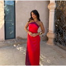 The Meridian Line | Colour-Block Halter Maxi Dress