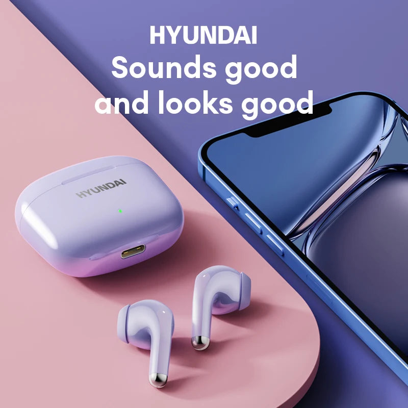 Choice HYUNDAI LP40 Pro Sport Wireless Bluetooth 5.3 Earphones Long Battery Life Noise Reduction Earbuds Touch Control Headphone