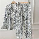 Loose Casual Home Wear Loungewear Fashion Snake Skin Texture Printed Trouser Suits New Female 2Pcs Pajamas Set Pyjama Pour Femme