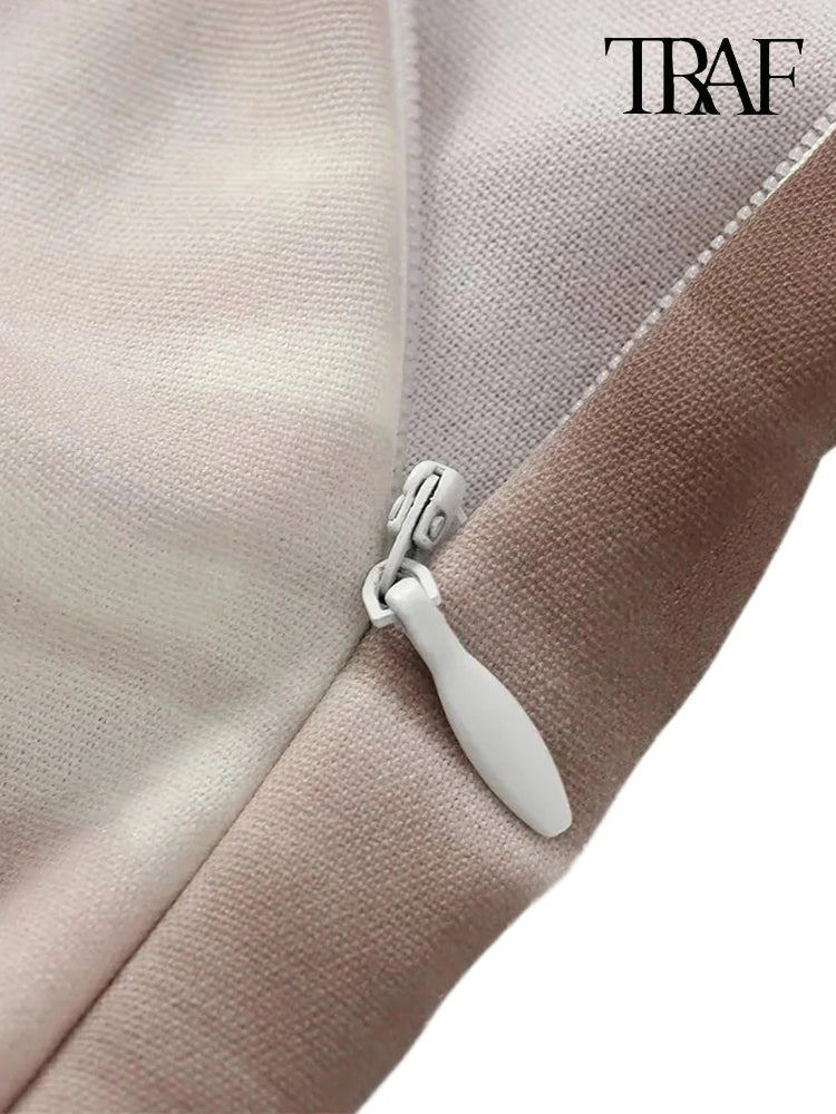 TRAF Women's Summer Tie-Dye Asymmetric Set Backless Sleeveless Hanging Neck Top + Pants Two Piece Holiday Street Casual Set