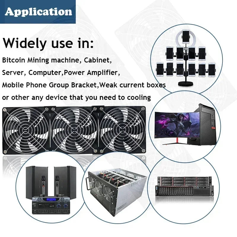 120mm 3000RPM Fan Cooling with Controller 12cm 12V 220V Btc Machine Chassis Workstation Cabinet Radiator Server Fan