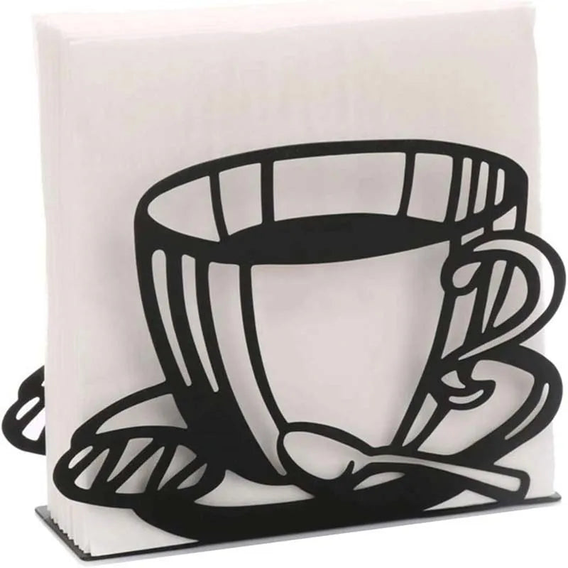 Standing Napkin Dispenser For Table Black Stainless Steel Coffee Cup Butterfly Theme Napkin Holder for Kitchen Restaurant Table