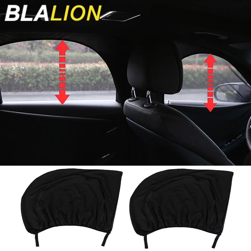 BLALION 2pcs Car Window Shade Side Window Sun Shade Breathable Mesh Protect Cover Shield Mesh Prevent Mosquito Auto Accessories