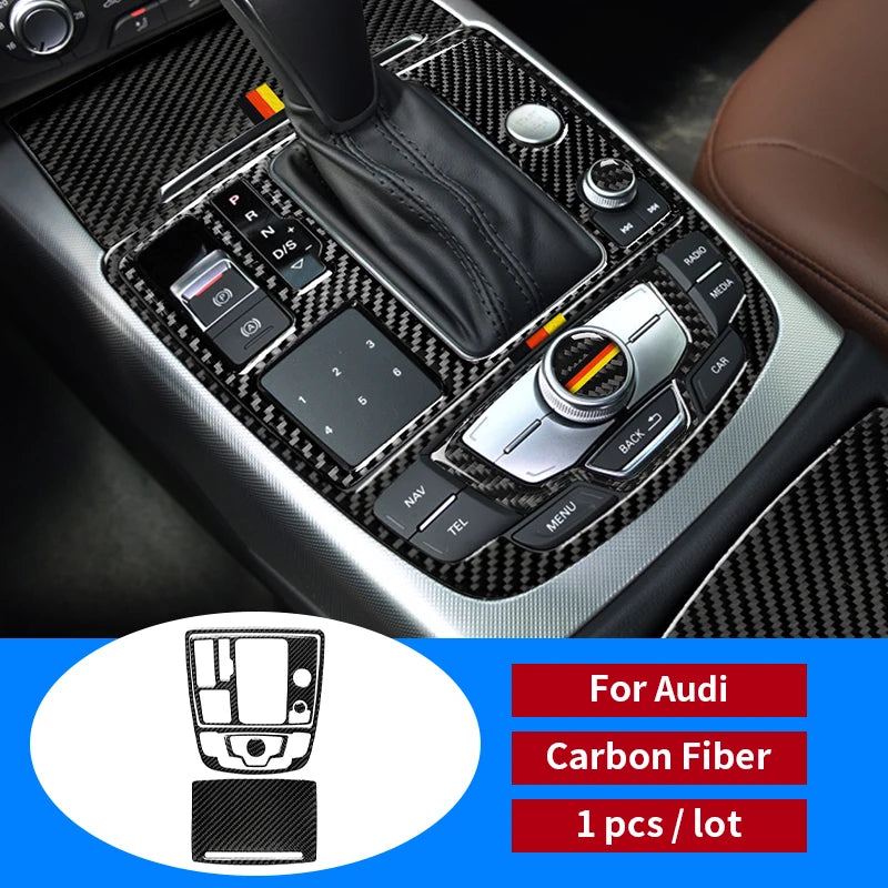 Car interior Accessories Moulding Carbon Fiber Stickers Central Control Gear shift Panel Trim Cover Decals For Audi A6 A7