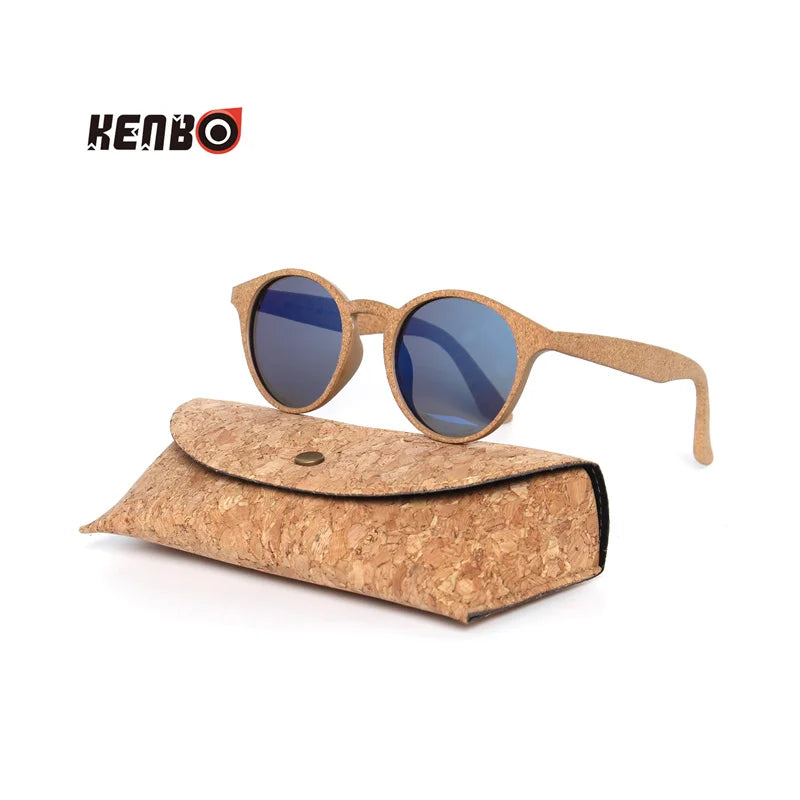 Kenbo High Quality Round Wood Bamboo Grain Polarized Sunglasses With Case Fashion Women Man Shades Wooden Sunglasses