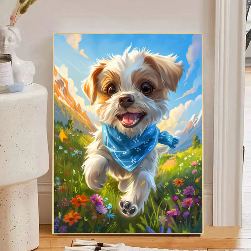 PhotoCustom Coloring By Numbers Animal Dog Kit With Frame Painting By Numbers Home Decoration For Adults Handicraft Art