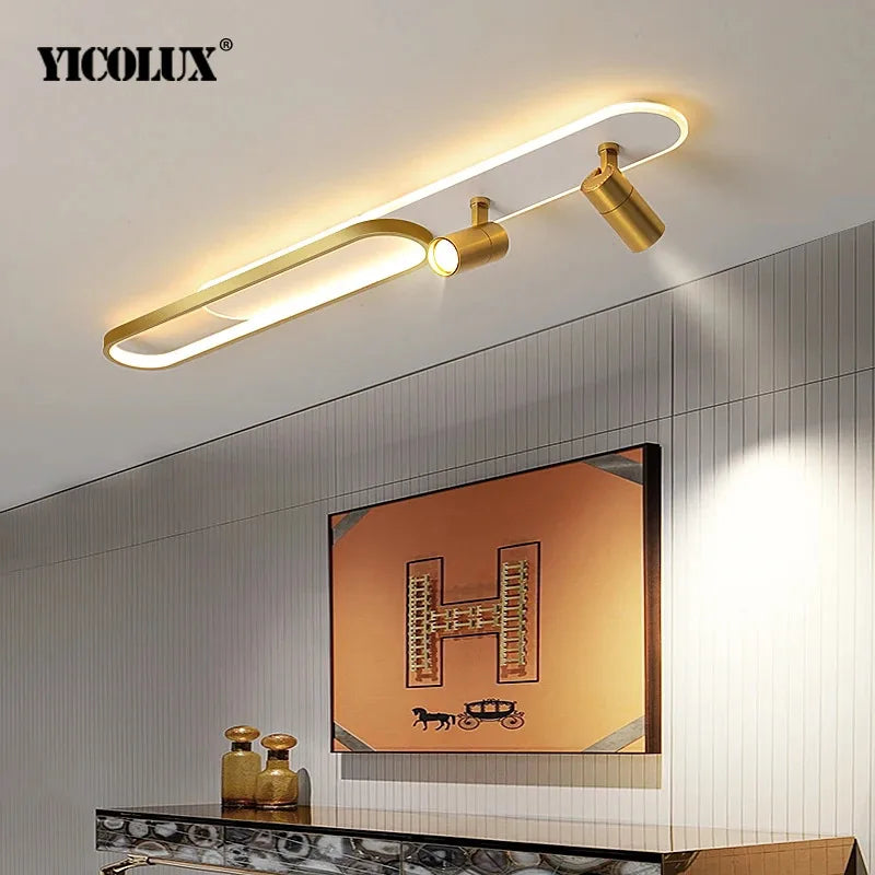 Modern LED Chandelier With SpotLights Indoor Lighting For Living Dining Study Room Bedroom Kitchen Home Lamps White Black Gold