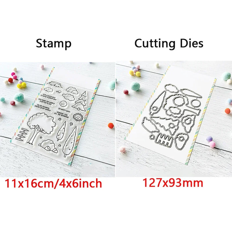 Birthday Cake Cute Frog Fox Animals Cutting Dies and Clear Stamps Bottle Thank You Words Dies For DIY Scrarpbooking Paper Craft