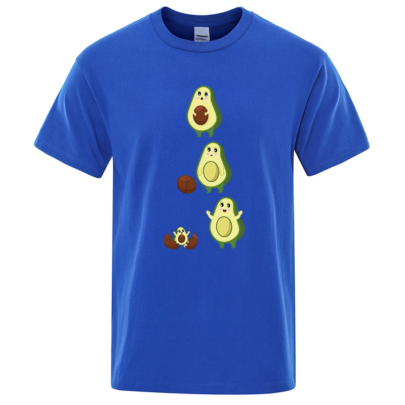 Cartoon Cute Avocado Funny Man Clothing Hip Hop Loose T-Shirts Breathable Street Tops Pattern Cotton Sportswear Summer Tshirt