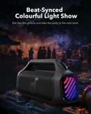 Soundcore Boom 2 Plus Outdoor-Lautsprecher, 140 W, 2+2 Kanäle, BassUp 2.0, 20h, Schnellladung, IPX7 Wasserdicht, RGB-Beleuchtung, USB-C, Po