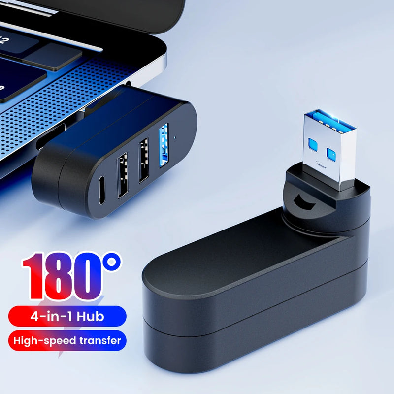 USB Hub 3.0 Adapter Rotate High Speed U Disk Reader USB Splitter 3 Ports USB 2.0 for Xiaomi Macbook Pro Laptop PC Accessories