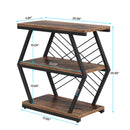 Tribesigns End Table, Industrial Side Table with 3 Storage Shelves, Wood Sofa Side Table with Geometric Metal Frame