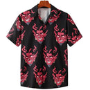 Hawaiian Shirt for Men Cuban Collar Devil Print Men's Shirt Streetwear Fashion Summer New Short Sleeve Top Men's Trendy Clothing