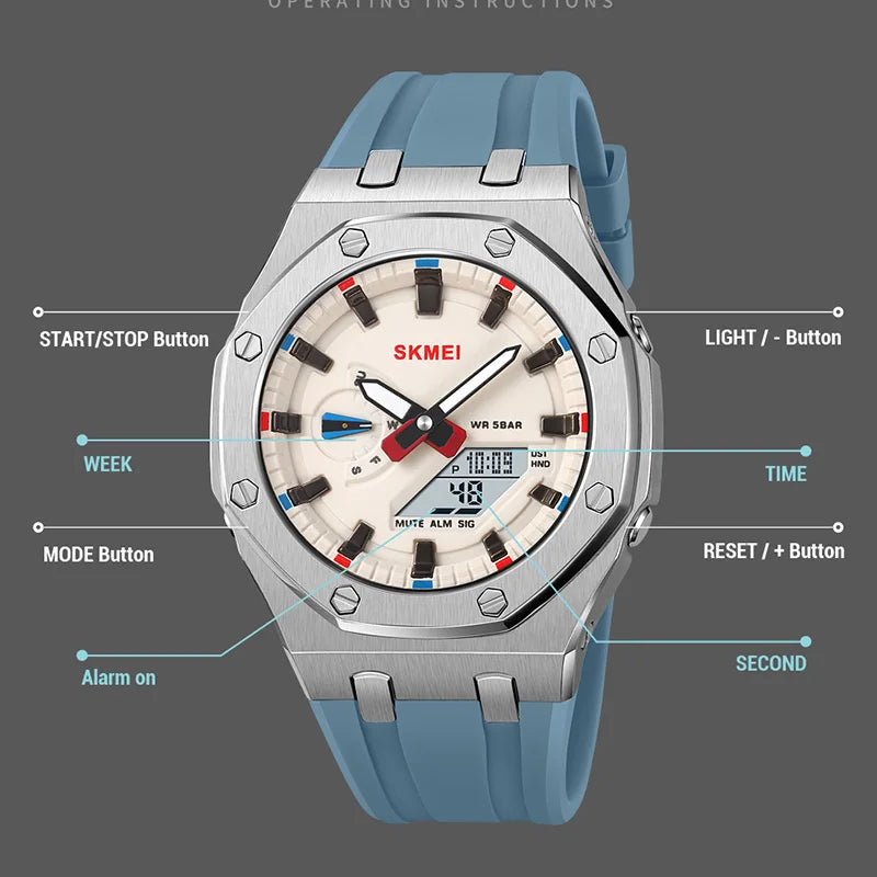 SKMEI Fashion Military Watches for Men Luxury Original Sports Chronograph Watch Waterproof Quartz Clock Digital WristWatch