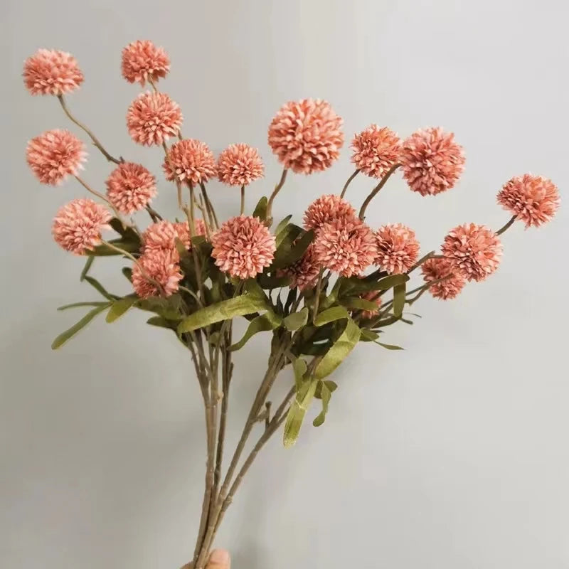 5 Heads Artificial Flower Dandelion Flower Ball DIY Home Wedding Decoration Bouquet Silk Fake Flowers Valentines Day Decor