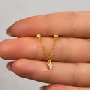 ROXI S925 Sterling Silver 1PC V Shaped Chain Tassel  Stud Earrings For Womens Earrings Korean Double Star piercing earrings