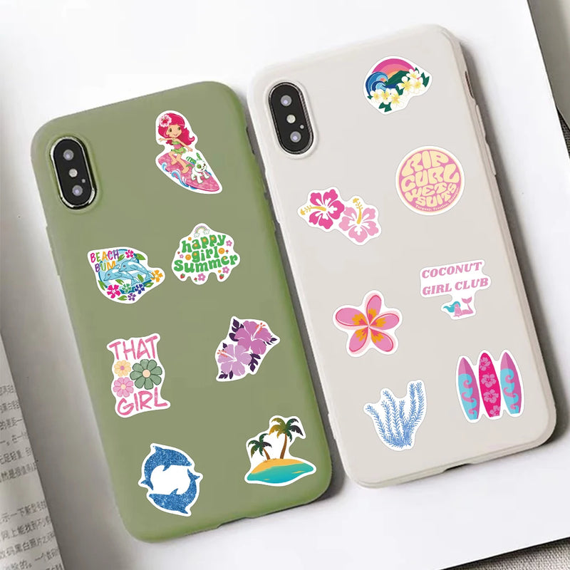 50pcs Pink Coconut Girl Stickers Aesthetic Graffiti Decals For Kids Laptop Luggage Skateboard Scrapbook Diary Sticker