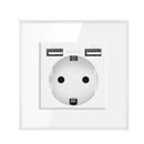 JHJCH wall crystal glass panel power socket plug has been grounded, 16a European standard power socket 86mm * 86mm