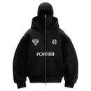 Trendy Double Hat Hoodies Unique Design Balaclava Hooded Sweatshirt Women Men Autumn Winter Warm Unisex Loose Y2K Zipper Hoodie