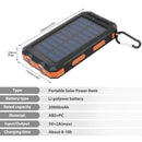 20000mAh Solar Ladegerät Wasserdichte Tragbare Solar Power Bank Zwei 5V USB-Anschlüsse 2 LED Taschenlampe Kompass für Outdoor Camping Wandern